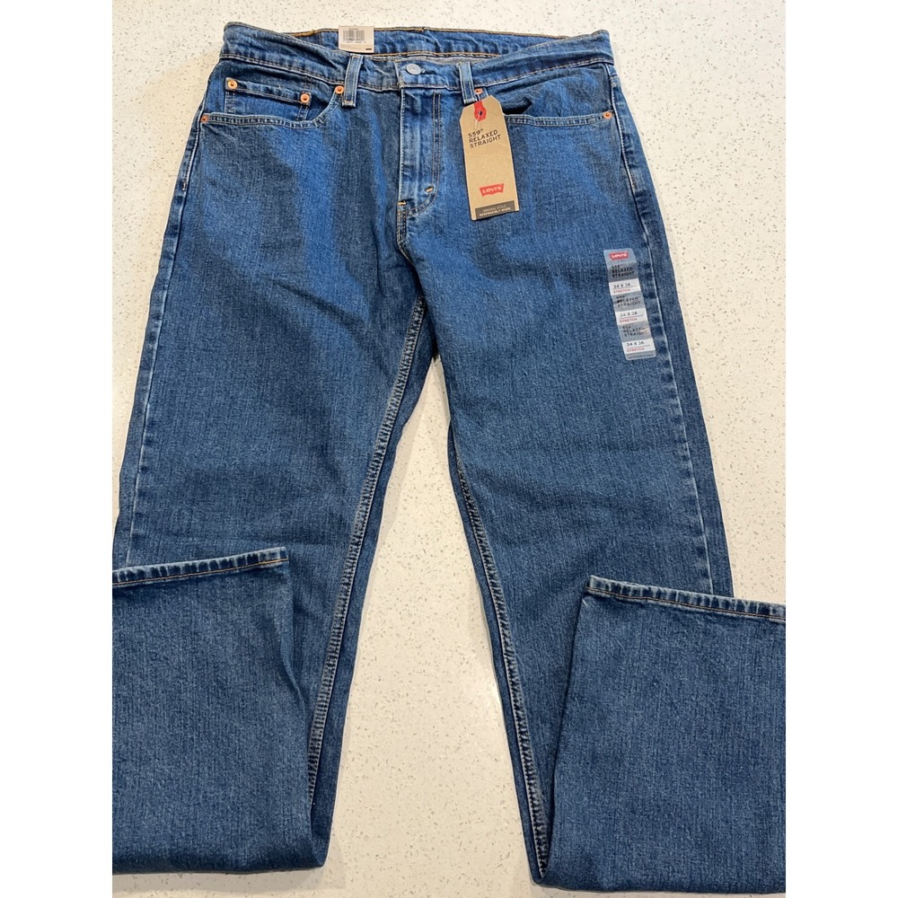 Levis‎ 559 Relaxed Straight Jeans Mens 34x36 Blue Stretch Denim New